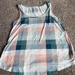Eddie Bauer Teal and Pink Plaid Tank Top